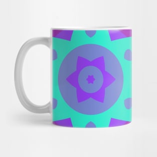 Retro Mandala Flower Blue Purple and Pink Mug